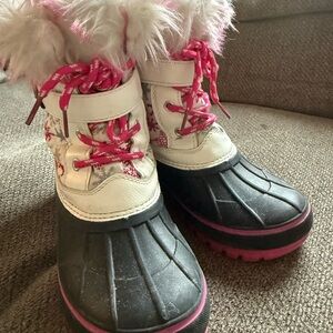 Kids' Pink and White Winter Boots